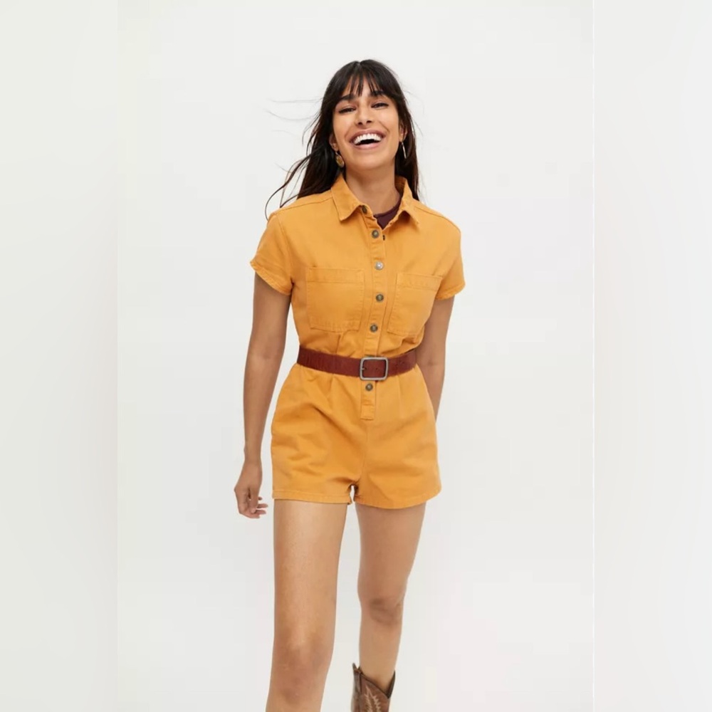 BDG Small Joey Short Sleeve Coverall Romper Urban Outfitters 100% Cotton